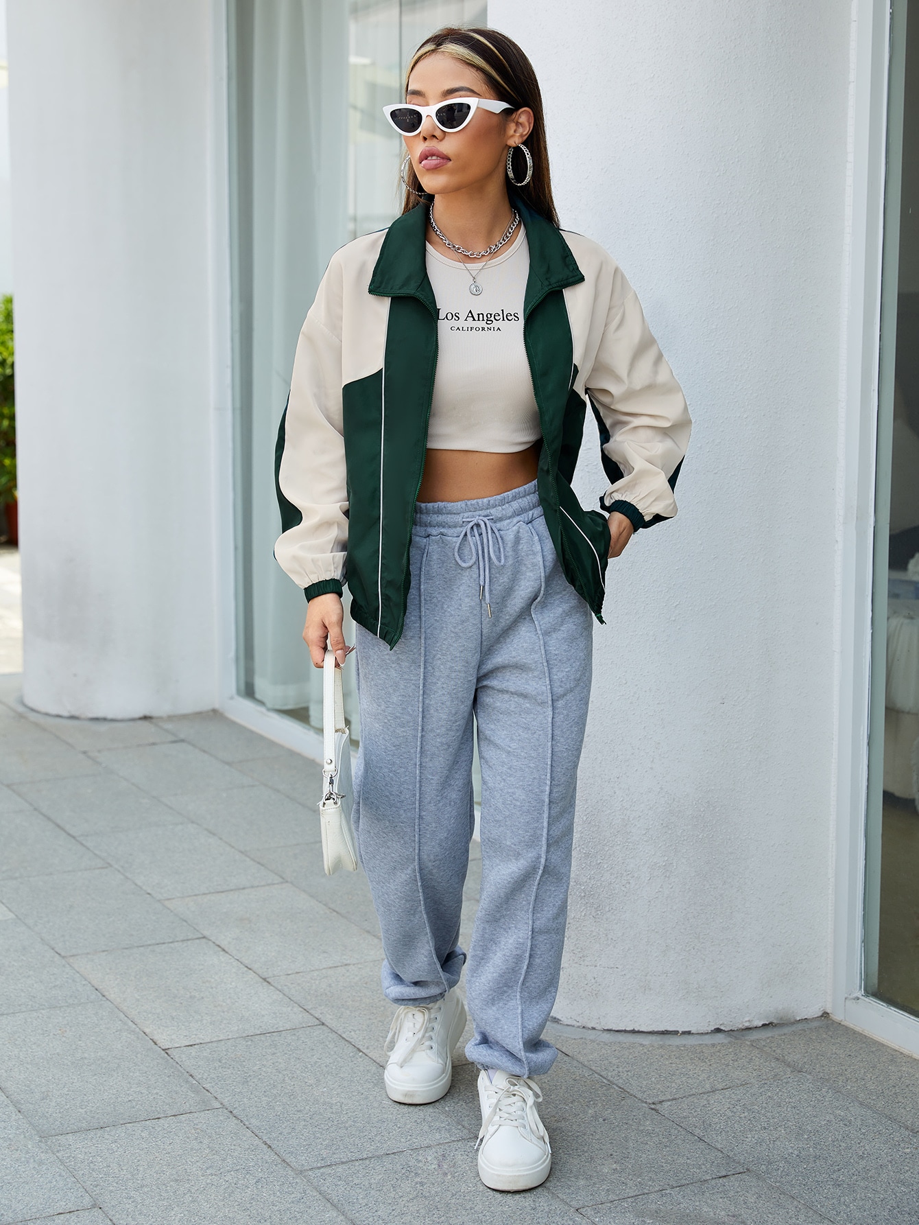 Two Tone Drop Shoulder Jacket